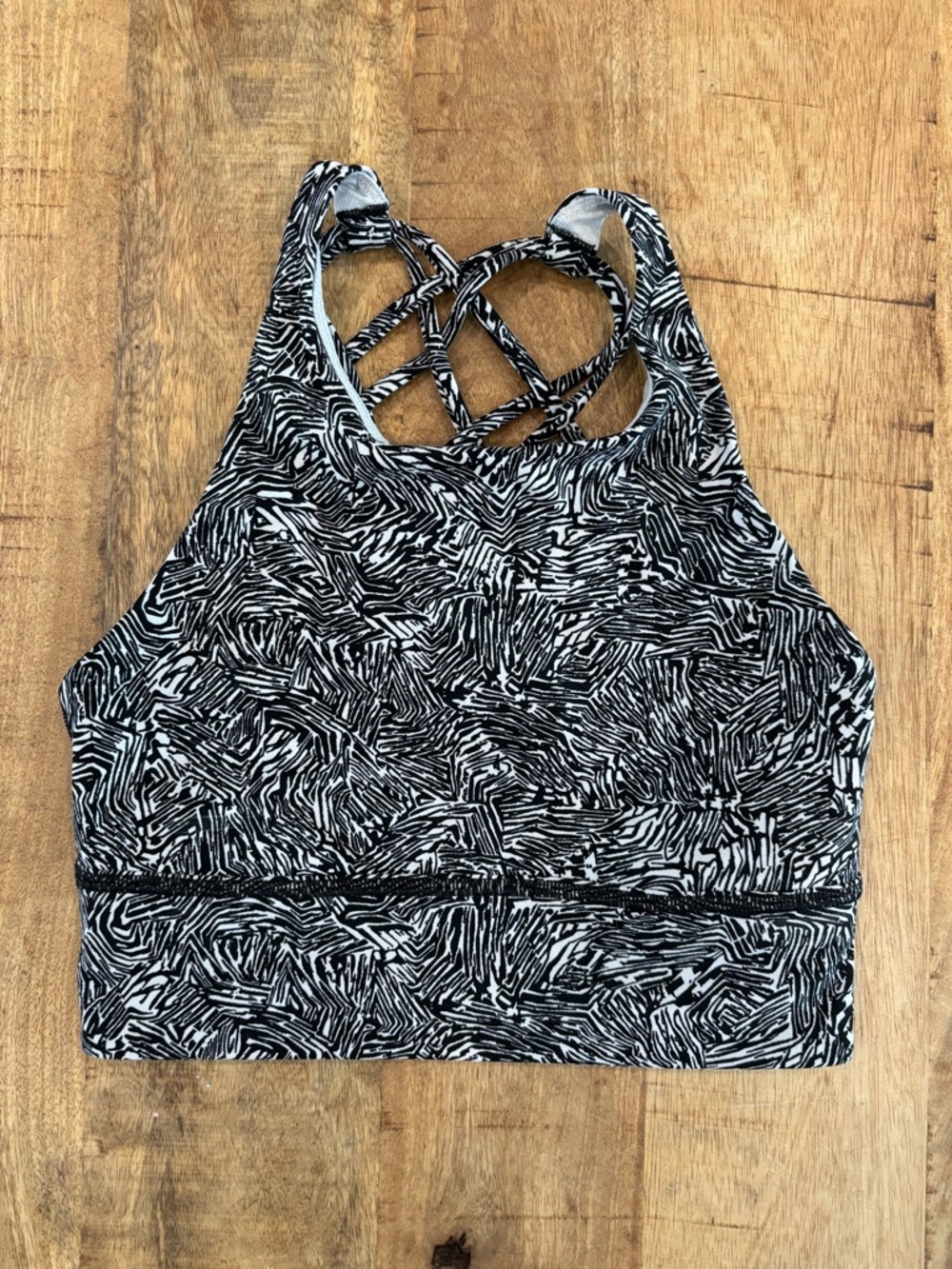 Lululemon Free To Be Wild High Neck sports bra in a black and white print